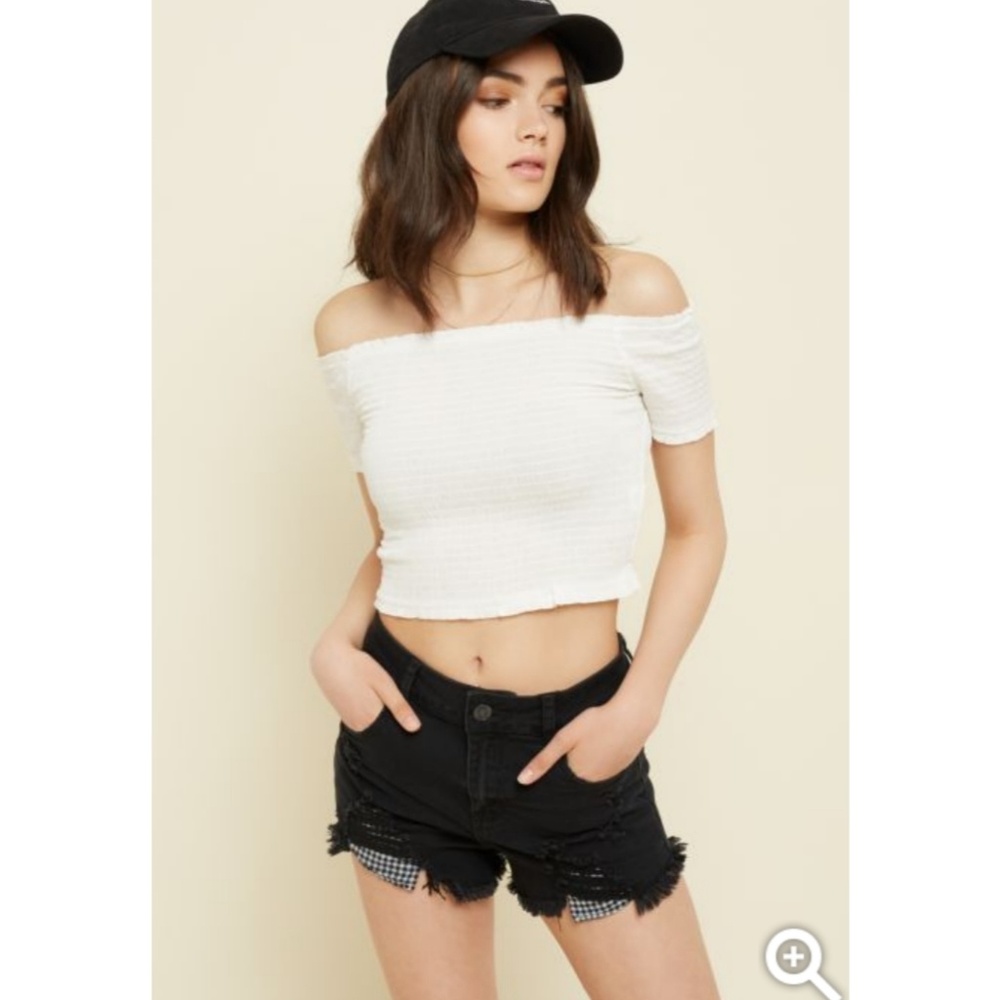 White off shoulder crop top